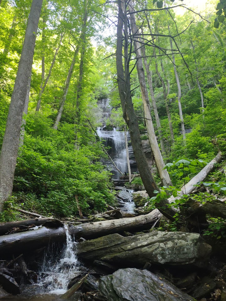 Twin Falls hike in Pisgah National Forest. 