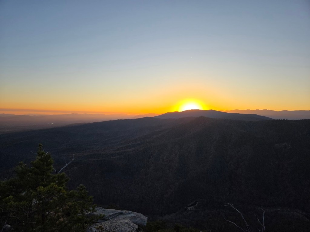 Shortoff Mountain sunset view over Linville Gorge.